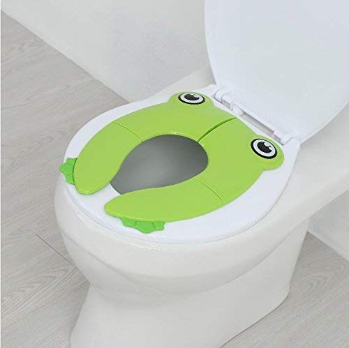 Large Non Slip Silicone Pads Travel Folding Portable Reusable Toilet Potty Training Seat Covers Liners with Carry Bag for Babies, Toddlers and Kids (FTS-FG)