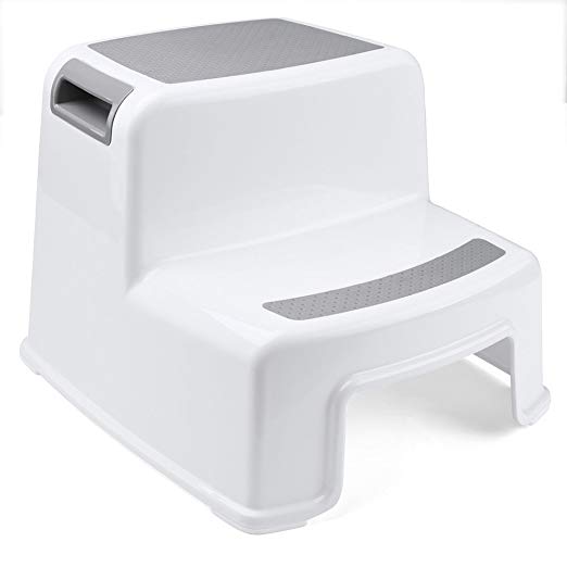 Acko Dual Height Step Stool for Toddlers & Kids Toilet Potty Training with Anti-Slip Surface Use in Bathroom Kitchen White Color