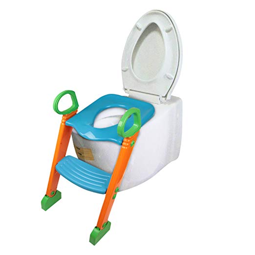 TeqHome Toilet Potty Training Seat with Non-Slip Ladder Sturdy Step for Kids Toddlers