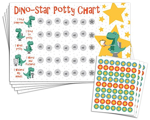 Potty Training Reward Chart with 189 Star Stickers for Toddler Boys Or Girls - Dinosaur Theme - Large 11 x 17 Size