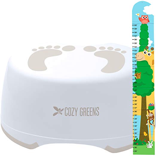 Step Stool for Children | Anti-Slip Top and Bottom | Easy Hygienic Cleaning | Free Potty Training eBook | Perfect Height for Toddler Toilet Training or Kids Bathroom and Kitchen (Beige)