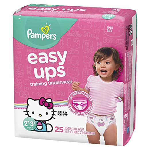Pampers Easy Ups Pull On Disposable Training Diaper for Girls, Size 4 (2T-3T), Jumbo Pack, 25 Count