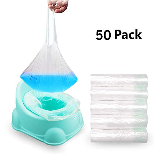 Potty Liners Disposable, Travel Potty Chair Liners with Drawstring Universal Training Toilet Seat Potty Bags Cleaning Bag for Kids Toddlers