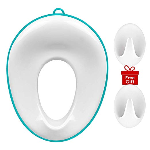 Potty Training Toilet Seat, Potty Training Seat for Boys and Girls, Toddler Toilet Trainer - Fits Round and Oval Toilet, Easy Clean with Two Free Hanging Hook（Blue）