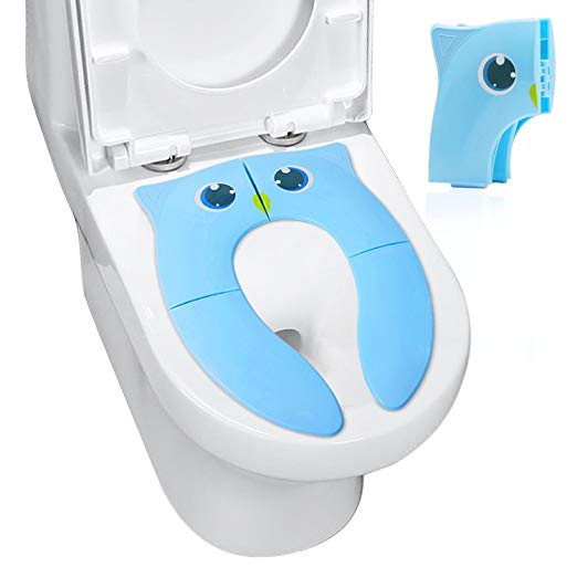 Potty Training Seat Potable Reusable - Folding Toddler Toilet Seat Cover with Non Slip Silicone Pads for Girl Boys