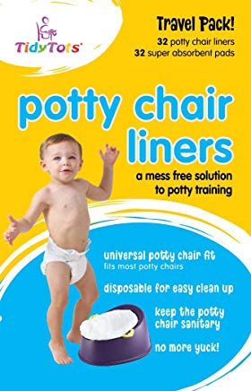 Tidy Tots Disposable Potty Chair Liners - Travel Pack XL - 32 Liners and 32 Super-Absorbent Pads, White