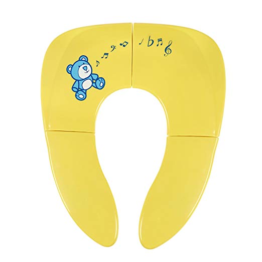 Folding Portable Potty Seat - Travel Potty Seat, Potty Training Seat Cover for Kids Ages 1-6, Yellow, 11.75 x 13.7 Inches