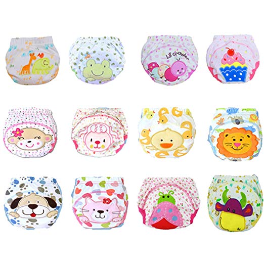 12 Pcs Baby Toddler Training Pants Potty Toilet Pee Diaper Cartton Underwear for Boys Girls Size S