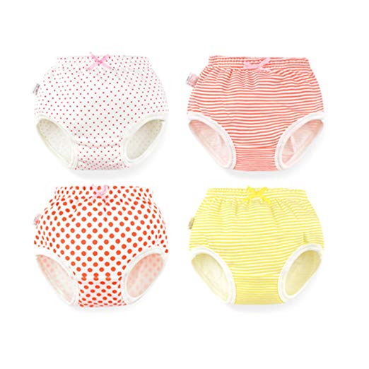 Baby Potty Toddler Toilet Training Pants 4 Pack Boby Girl Nappy Underwear Cloth Diaper - L (Waist(cm/inch): 36/14.17)