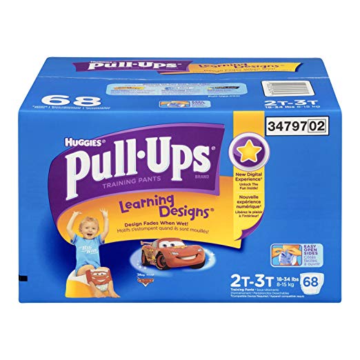 Huggies Pull-Ups Learning Designs Training Pants for Boys, Giga Pack, Size 2T-3T, 68 Count