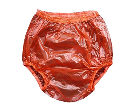 Haian Adult Incontinence Pull-on Plastic Pants Color Transparent Red 3 Pack (Large)