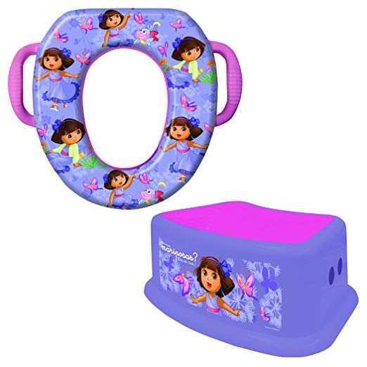 Nickelodeon Dora The Explorer Potty Training Combo Kit - Contour Step Stool & Soft Potty, Purple