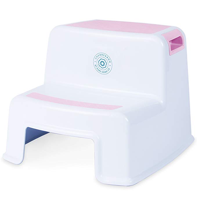 Chubberroo Kids Dual-Height (Pink) Step Stool for Kitchen, Bathroom, Toilet, Sink, Toddler's Easy 2 Step Stool for Potty Training