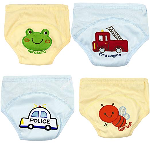 Adorable Toddler Potty Training Pants for Baby Boys and Girls,Size for 9 Months to 3 Years,Pure Cotton,4 Pack (12-18Months, A)