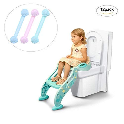 Pea Princess Toddlers & Kids Potty Training Seat, Non-Slip Potty Ladder for Boys and Girls, Present 10 Baby Locks for Cabinets