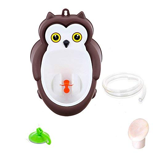 Fashionclubs Boys Wall Hanging Potty Standing Training Urinal Toilet Owl Shape With a Sucker 1M Pipe (Coffee)