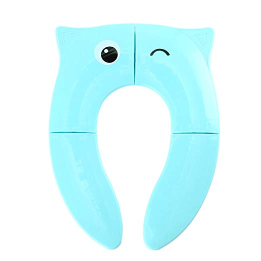 Toilet Potty Training Seat Covers for Baby Tollder Travel Portable Potty Seat Covers Disposable Reusable Non Slip Silicone Pads Liners with Carry Bag for Kids (Blue, 1 Pack)
