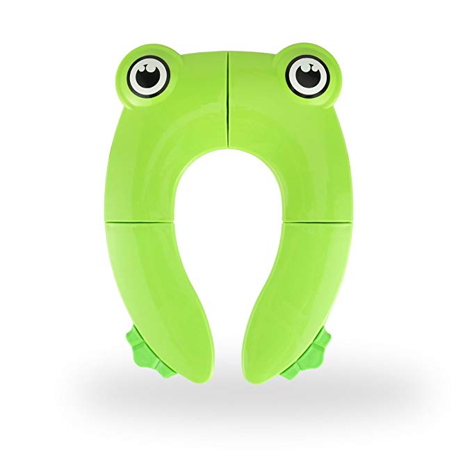 Potty Training Seat, Folding Portable Reusable Toilet Potty Training Seat for Babies, Toddlers and Kids, Green