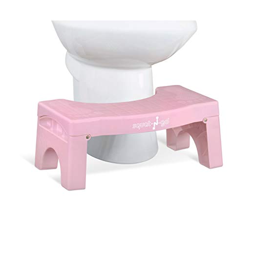 Squat N Go 7” Folding Squatting Stool | The Only Foldable Toilet Stool | Convenient and Compact – Great for Travel | Fits all toilets, Folds for easy storage, Use in any bathroom | PINK Color |