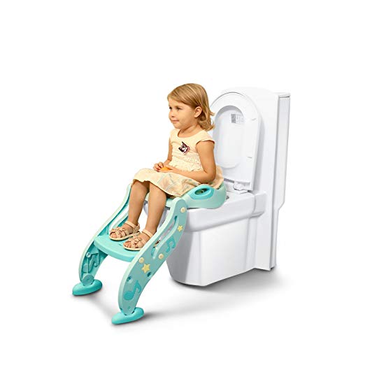 Pea Princess Toddlers Toilet Training Seat for boys and grils,Baby potty training toilet chair seat step, Non-Slip, Sturdy, Easy installation and storage，Adjustable Height, Comfortable Seat,green