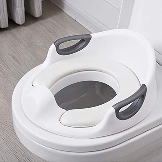 Potty Training Seat Toilet Seat Training Seat Anti-Slip Helper with Cushion Handle and Backreset for Kids Toddlers Baby Boys Girls