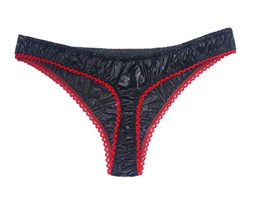 Haian PVC G-String Lace Panties Ladies Briefs Color Black (X-Large)