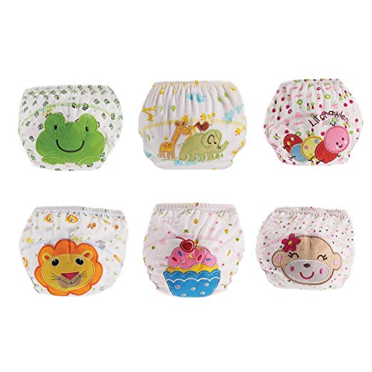 6 Pack Baby Girl Boy Toilet Pee Potty Training Pants Toddler Cotton Washable Diaper Nappy Training Underwear Size L