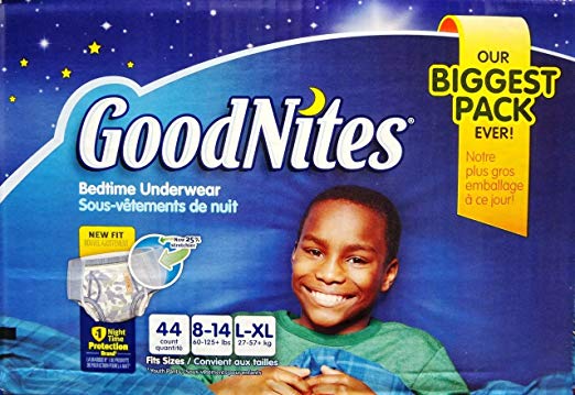 Goodnites Bedtime Underwear Boys, Size L-XL, 44 CT