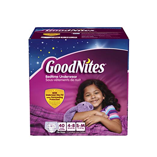 GoodNites Bedtime Pants for Girls, Small/Medium, 40 count