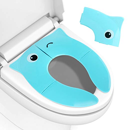 belababy Travel Potty Portable Folding Non Slip Silicone Pads Reusable Toilet Training Seat Covers Liners for Babies and Children, Blue