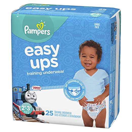 Pampers Easy Ups Pull On Disposable Training Diaper for Boys, Size 4 (2T-3T), Jumbo Pack, 25 Count