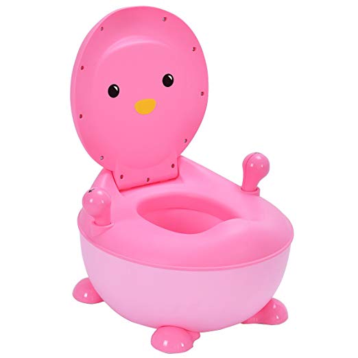 Costzon Baby Potty Toilet, Penguin Potty Training Seat Portable (Pink)